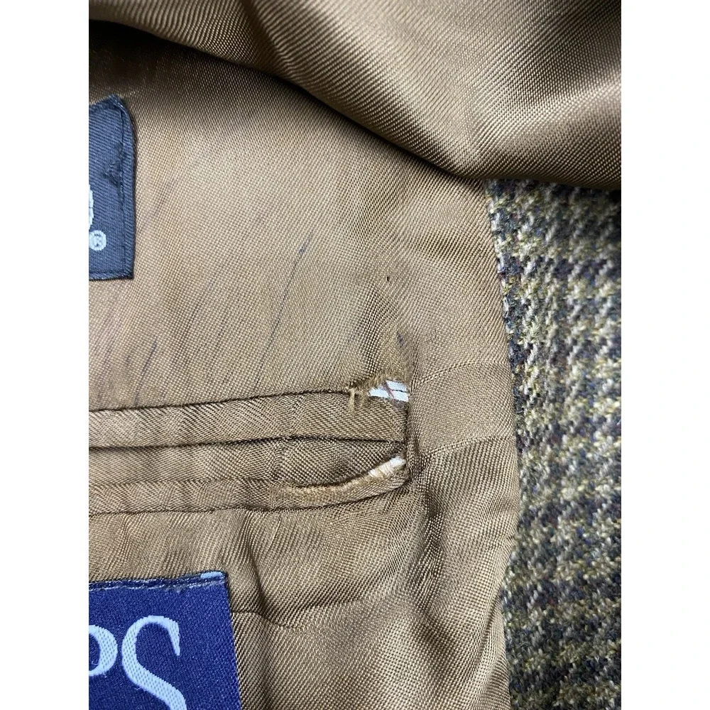 Chaps Ralph Lauren Men's Vtg Wool Herringbone Tweed Sport Coat Blazer Brown 44 R